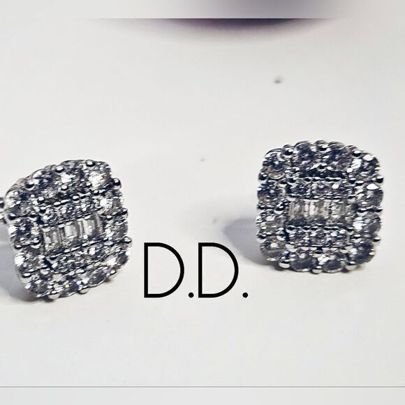 New - Stunning Clear /White Moissanite Dangle Hook Earrings on 925  Silver - Picture 5 of 8